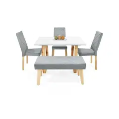 VENECIA - Set de Comedor Andara Liverpool 4P con Butaco en Tela Plata