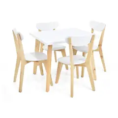 VENECIA - Comedor 4 Puestos Tiza con Sillas Sidney_.
