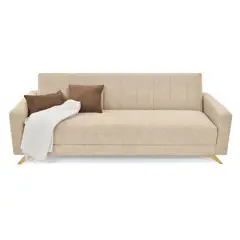 VENECIA - Sofa Cama Reclinable Dominic Beige 206x90x80 Tela Antifluido
