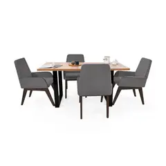 VENECIA - Comedor 4 Puestos Marsella y Sillas Islandia en Tela Gris