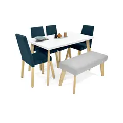 VENECIA - Comedor 6 Puestos Lugo Matiz con Sillas y Butaco Viena