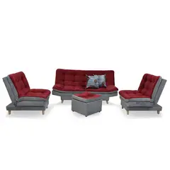 INDUSTRIAL BASESTILOS - Sala Moltochic jumbo lino rojo-gris patas de metal