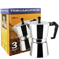 PRIMULA - Cafetera Moka Express Plateada (3 Tazas de espresso - 130 ml)