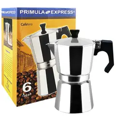 PRIMULA - Cafetera Moka Express Plateada (6 Tazas de espresso - 270 ml)