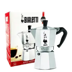 BIALETTI - Cafetera Moka Express Plateada (3 Tazas de espresso - 130 ml)