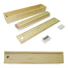 GENERICO - Kit escolar en caja de madera
