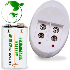 GENERICO - Cargador de pilas 9v doble más 1 batería 9v cuadrada.