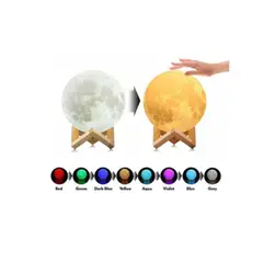 ZHOPI CO - Lampara 3d luna 15 cm recargable led 7 colores touch.