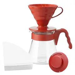 HARIO - Kit Dripper V60 Rojo (Tamaño #2 - 700 ml)