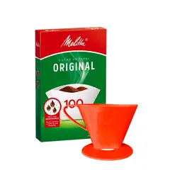 MELITTA - Portafiltro Rojo (Tamaño #100) con 30 filtros
