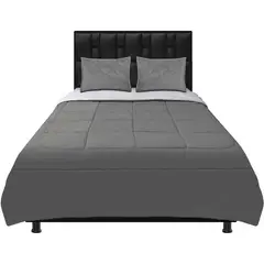 DORMILANDIA - Cubrelecho doble faz queen 160 gris - blanco