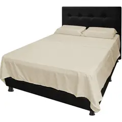 DORMILANDIA - Juego de sábanas tela 100% poliéster embozada para cama king 200 beige