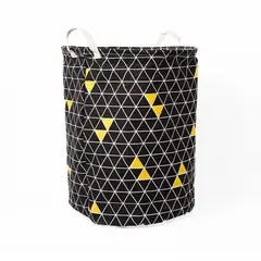 ESSENZA - Canasta para Clasificar Ropa Sucia - Triángulos Amarillo-Negro