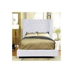 EKONOMODO COLOMBIA - Base cama con Espaldar Queen en pino Emperador Blanco 160x190 cm