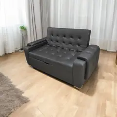 MUEBLES ONLINE - Sofa cama Vignelli multifuncional tipo cuero negro
