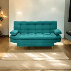 MUEBLES ONLINE - Sofa cama 3 posiciones Carvallo Lux tela turquesa