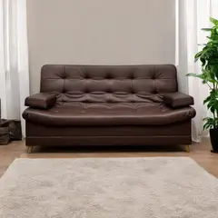 MUEBLES ONLINE - Sofa cama 3 posiciones Dolce Tipo cuero Café