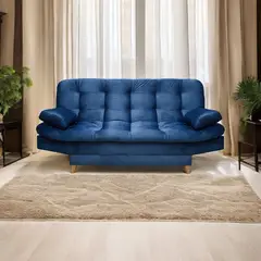 MUEBLES ONLINE - Sofa cama 3 posiciones Fendik tela azul