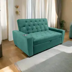 MUEBLES ONLINE - Sofa cama multifuncional Vicenzo tela turquesa