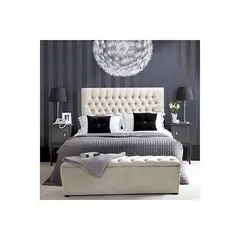 EKONOMODO COLOMBIA - Base cama con Espaldar Doble + Puff en pino Paris Taupe 140x190 cm