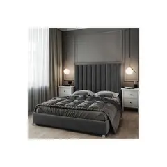 EKONOMODO COLOMBIA - Base Cama Con Espaldar Doble En Pino Natura Gris Plomo 140X190 Cm