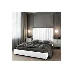 EKONOMODO COLOMBIA - Base cama con Espaldar Queen en pino Natura Blanco 160x190 cm