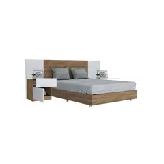 EKONOMODO COLOMBIA - Combo Cama Doble Nebraska + Colchón + Nochero140 Caramelo