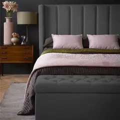 EKONOMODO COLOMBIA - Colchon Queen 1 Pillow + Base Cama + Espaldar + Puff Julieta Gris Plo