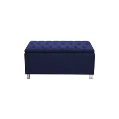 EKONOMODO COLOMBIA - Puff Baúl Doble De Lujo Capitoneado Azul Petróleo