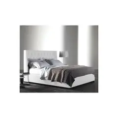 EKONOMODO COLOMBIA - Base cama con Espaldar Queen en pino Marfil Blanco 160x190 cm