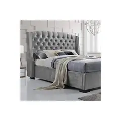 EKONOMODO COLOMBIA - Base cama con Espaldar Queen en pino Italia Gris perla 160x190 cm