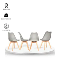 EKONOMODO COLOMBIA - Silla Tapizada Milano Gris Set X4