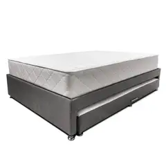 MUEBLES ONLINE - Combo Cama Nido Tarima gris + colchón Dreamer Plus Doble 140 x 190 cm