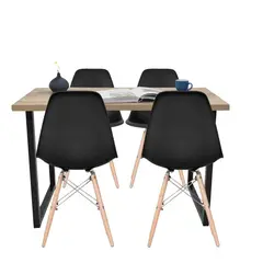 EKONOMODO COLOMBIA - Mesa Comedor Industry 4 Puestos + Sillas Eames Negra
