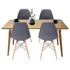 EKONOMODO COLOMBIA - Comedor 4puestos madera robledo silla eames gris