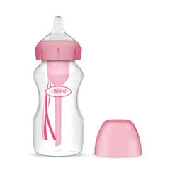 DR BROWNS - Tetero 9 Oz Dr Brown Boca Ancha Rosado y Tetina Nv 1 (0-3m)