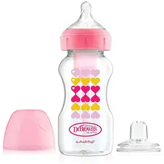 DR BROWNS - Tetero Dr brown 9 Oz Rosado Chupo N-3 Boquilla de Transicion