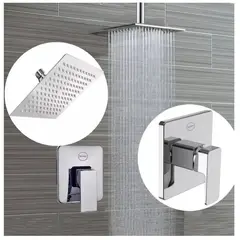 GENERICO - Kit regadera tubo techo mezclador ducha monocontrol cuadrado