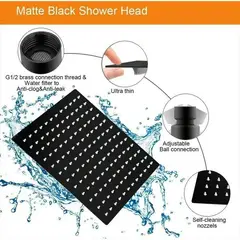 GENERICO - Regadera para ducha color negro 25cm acabado mate -sin tubo