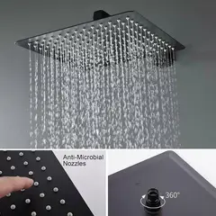 GENERICO - Regadera para ducha color negro con acabado mate - con tubo