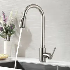 GENERICO - Griferia lavaplatos extraible color satin doble chorro telescópico