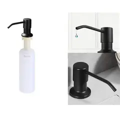 GENERICO - Dispensador jabón 300ml pico acero negro cuerpo abs cocina