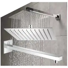 GENERICO - Regadera ducha metálica 30 x 30 cuadrada kit tubo cuadrado