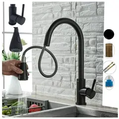 GENERICO - Griferia lavaplatos extraible lujo negro matte doble funcion