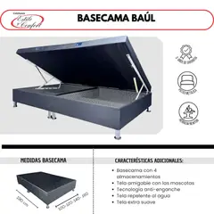 ESTILO Y CONFORT - Base Baúl 140x190 Dividida Tela gris