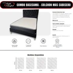 ESTILO Y CONFORT - Combo Colchón más Base mas Cabecero 140x190 más obsequios