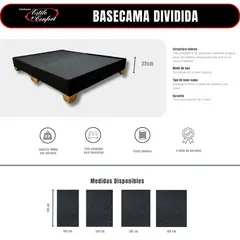ESTILO Y CONFORT - Basecama 100x190 dividida tela negra pata madera