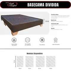 ESTILO Y CONFORT - Basecama 120x190 dividida tela café pata madera.