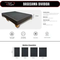 ESTILO Y CONFORT - Basecama 100x190 dividida tela gris pata madera.