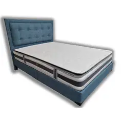 ESTILO Y CONFORT - Combo Colchon Base Cabecero 140x190 Azul